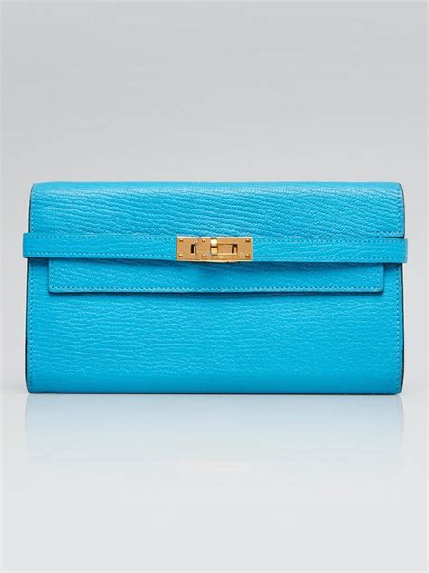 Hermes Blue Tempete Chevre Mysore Leather Gold Plated 